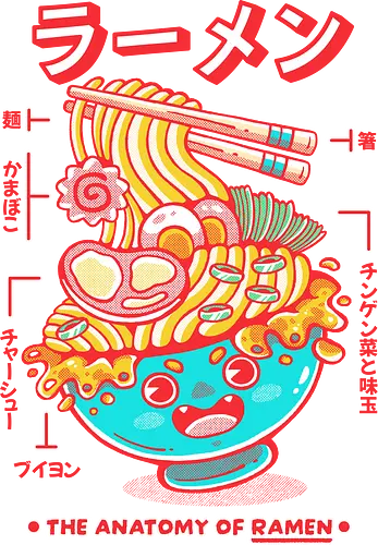 RAMEN ANATOMY (variant 1) - ramen, ramen soup, ramen noddles, anime, japan, japanese, japanese food, cute, kawaii