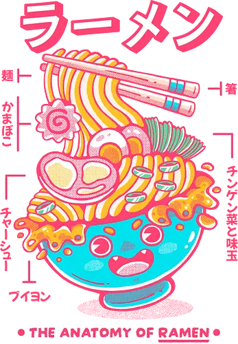 RAMEN ANATOMY (variant 2) - ramen, ramen soup, ramen noddles, anime, japan, japanese, japanese food, cute, kawaii