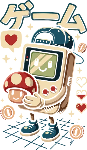 Lustiges süßes Retro-Gaming - Ästhetik, süß, lustig, lustiges T-Shirt, Gamer, Geek, Illustration, Japan, kawaii, Old School, Popkultur, Retro, Retro-Gamer, Retro-Gaming, Videospiel, lm2kone