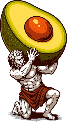 Avocado Atlas - Atlas, Avocado, Essen, lustig, lustige Avocado, Geek, griechisch, griechische Mythologie, lm2kone, griechische Statue, Humor, Old School, Pop-Art, Vintage