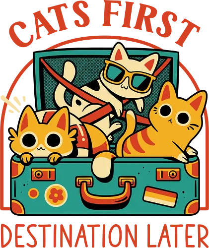 Pack The Cats - cats, kawaii cute, travel, suitcase, funny, holidays, vacation mode, kittens, great outdoors, cat lover, humor, quirky, vintage, packing, adventure