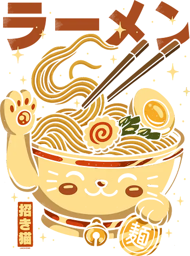 Süße Glückskatze Ramen - maneki neko, neko, ramen, japan, anime, manga, glückliche katze, lustig, lebensmittel, feinschmecker, ästhetisch, abbildung, nudeln, nudeln ramen, cool, lm2kone