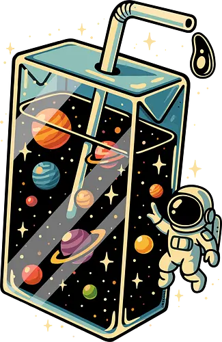 Weltraumsaft - Astronaut, Saft, Sommer, lustig, Essen, Weltraum, Universum, Kosmos, Astronomie, trippig, abstrakt, ästhetisch, Illustration, Planeten, Mond, cool, lm2kone