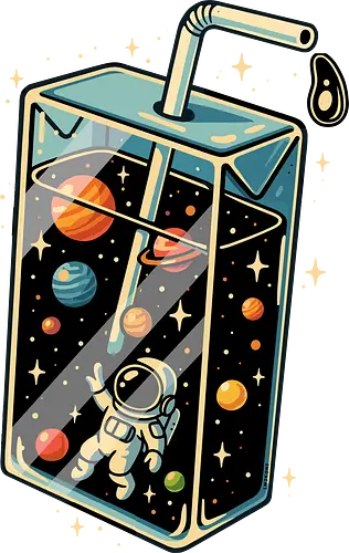 Astronaut im Weltraumsaft - lm2kone, Astronaut, Saft, Sommer, lustig, Essen, Weltraum, Universum, Kosmos, Astronomie, trippig, abstrakt, ästhetisch, Illustration, Planeten, Mond, cool