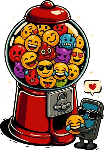 Kaugummi-Emojis - aesthetic, awesome, candy, cute, emoji, emoji lover, emojis, emoticon, funny, funny tee, gumball, gumball machine, illustration, phone, popart, retro, social