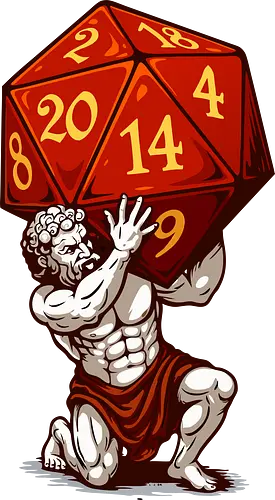 D20 Atlas - not holding the world, but a massive, glowing red D20. A bold fusion of ancient mythology and tabletop RPG culture, it's perfect for RPG fans, fantasy lovers, vivid colors, Carry the weight of fateâ€”with style! This epic design features Atlas, the legendary titan, and dice enthusiasts alike. Each face of the die symbolizes the unpredictability of fate, while Atlas represents the strength it takes to bear it. Striking artwork, and a clever twist on classic loreâ€”this design is a critical hit for any adventurer at heart. aesthetic, atlas, cool, critical hit, d20, dices, dragon, dungeon, funny tee, gaming, geek, greek statue, illustration, retro tee, roleplay, rpg, rpg dices, vintage, lm2kone, auto_awesome Essayez avec : aesthetic, atlas, cool, critical hit, d20, dices, dragon, dungeon, funny tee, gaming, geek, greek statue, illustration, retro tee, roleplay, rpg, rpg dices, vintage, lm2 kone, 174 / 5 000 Ästhetik, Atlas, Cool, Kritischer Treffer, d20, Würfel, Drache, Dungeon, Lustiges T-Shirt, Gaming, Geek, Griechische Statue, Illustration, Retro-T-Shirt, Rollenspiel, RPG, RPG-Würfel, Vintage, lm2kone