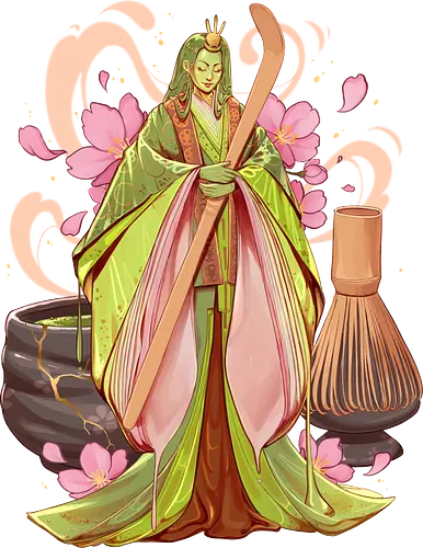 Matcha - tee, matcha, grüner tee, grüntee, slime girl, character, kimono, junihitoe
