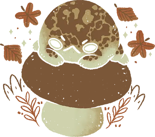 Cute Rain Frog in Autumn - cute rain frog, rain frog, autumn, grumpy, leaves, frog, breviceps, autumn vibes, fall, mushroom, kawaii, bad, nature, angry, xmorfina