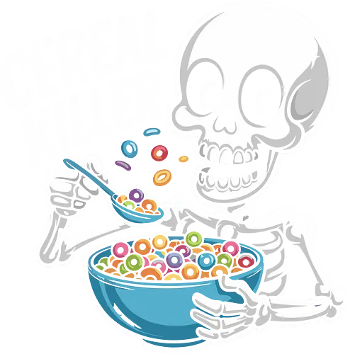 Cereal Killer Skeleton Funny - cereal killer t-shirt, funny skeleton shirt, pun graphic tee, halloween humor shirt, cereal lover shirt, quirky skeleton t-shirt, dark humor graphic tee, funny food shirt, breakfast lover shirt, cartoon skeleton tee, spooky funny shirt, halloween cereal killer shirt