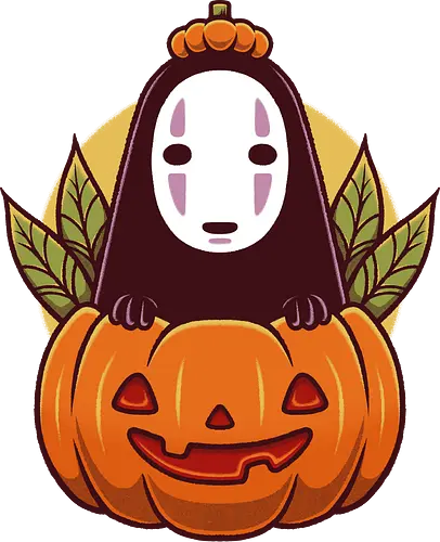 Dark Spirit Halloween - famous anime, spirited away, no face, faceless, animation, movie, anime, manga, halloween, cute, cute creepy, spooky, autumn, pumpkin, hayao miyazaki, happy halloween, trick or treat
