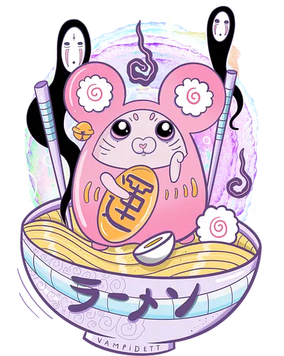 Lucky Ramen - daruma, food, lucky, glück, noodlesoup, mouse, Rat