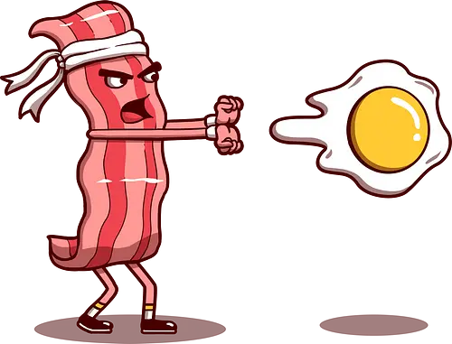 Bacon Fighter - bacon, egg, ei, eier, speck, schinken, essen, karate, martial arts, haduken, Bt em up