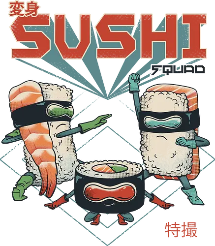 Sushi Squad - sushi, food, essen, japan, nippon, ninja, fun, warrior, t