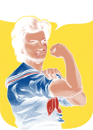 I can fight! - stranger, things, steve, harrington, scoops ahoy, stranger kids, sailor, scoop, dustin, robin, icecrm