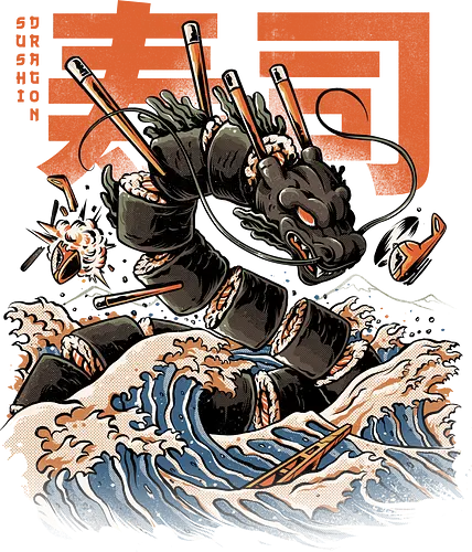 Sushi Dragon - sushi, drache, japan, kaiju, food, monster