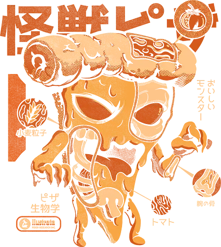 Pizzazilla X-ray - pizza, xray, röntgen, skelett, fast food