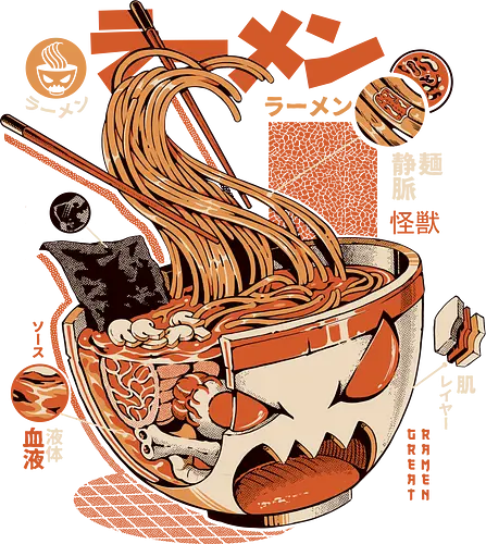 Black X-ray Great Ramen! - ramen, X-ray, kaiju, monster, food, noodles, nudeln, japan, nippon