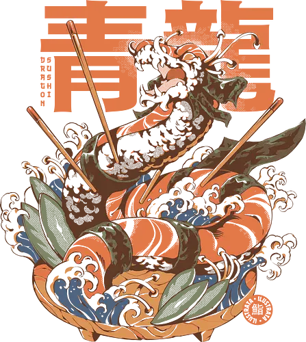 Dragon Sushi - sushi, dragon, food, snack, salmon, lachs, Japanese