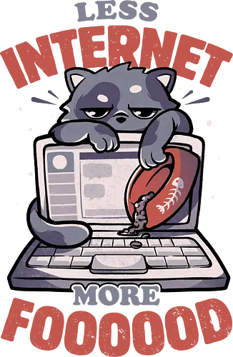 Less Internet More Food - cat, hungry, food, laptop