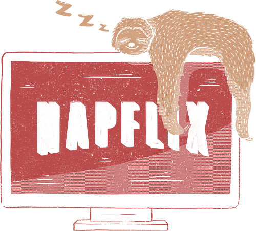 Napflix - series, tv, nap, sloth, faultier, binge watching, strming