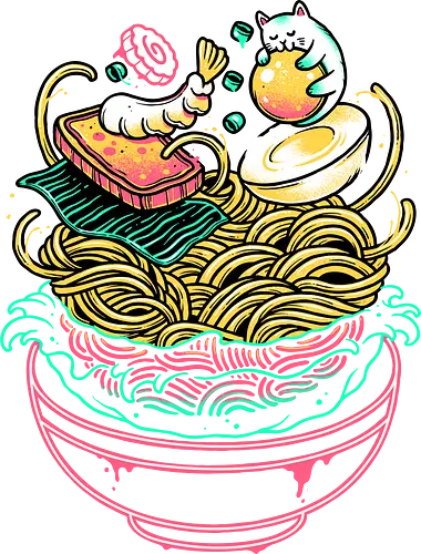 Floating Ramen - Japanese food, ramen, kitty, katze, cat, Zutaten, Ingredient, noodlesoup