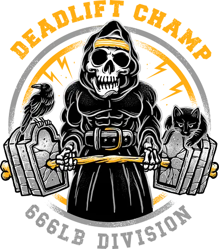 Deadlift Champ - gym, sensenmann, dark, katze, cat, reaper, fitness