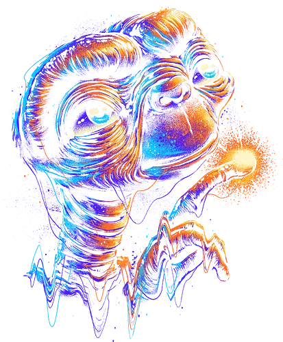 Colorful Visitor - alien, movie, retro, colorful, 80s