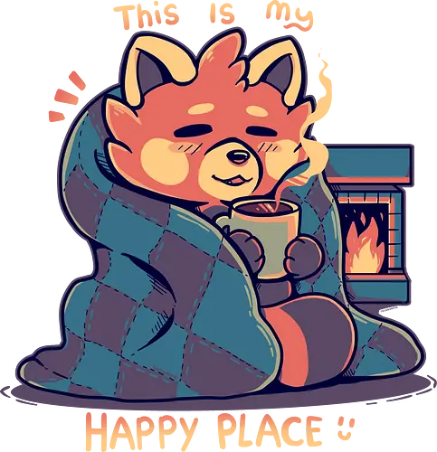 Happy Place at the Fireplace - panda, Cozy, warm, fire, Ofen, Kakao, cocoa