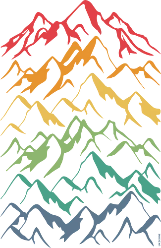 Retro Mountains Lines - mountain, berg, retro, rainbow