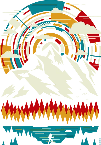Outdoors Futuristic Mountains - Retro - retro, vintage, hiking, nature