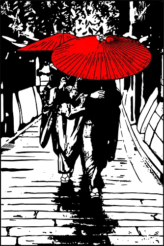 Umbrellas - japan, geisha, traditional, art