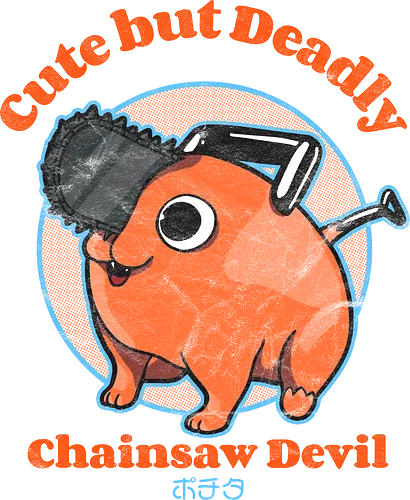 Cute but deadly (dark) - Pochita, chainsaw, devil, man