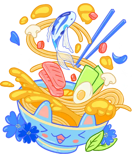 Kawaii Ramen - kawaii, ramen, cat, noodle soup, katze