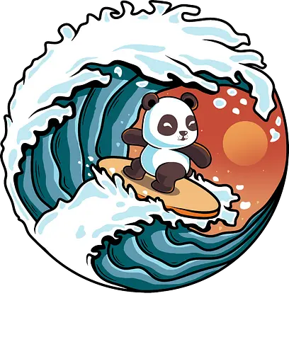 Surfing Panda - panda, Surfing, wave, welle